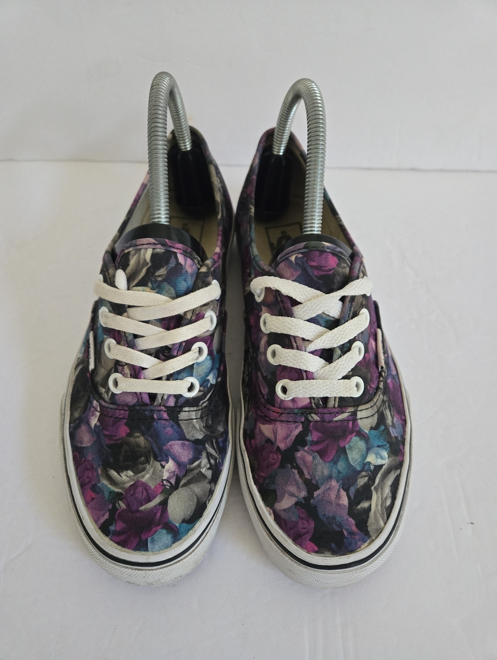 Vans Authentic Floral Roses Purple Blue Shoes Size 7.5 - Picture 3 of 13